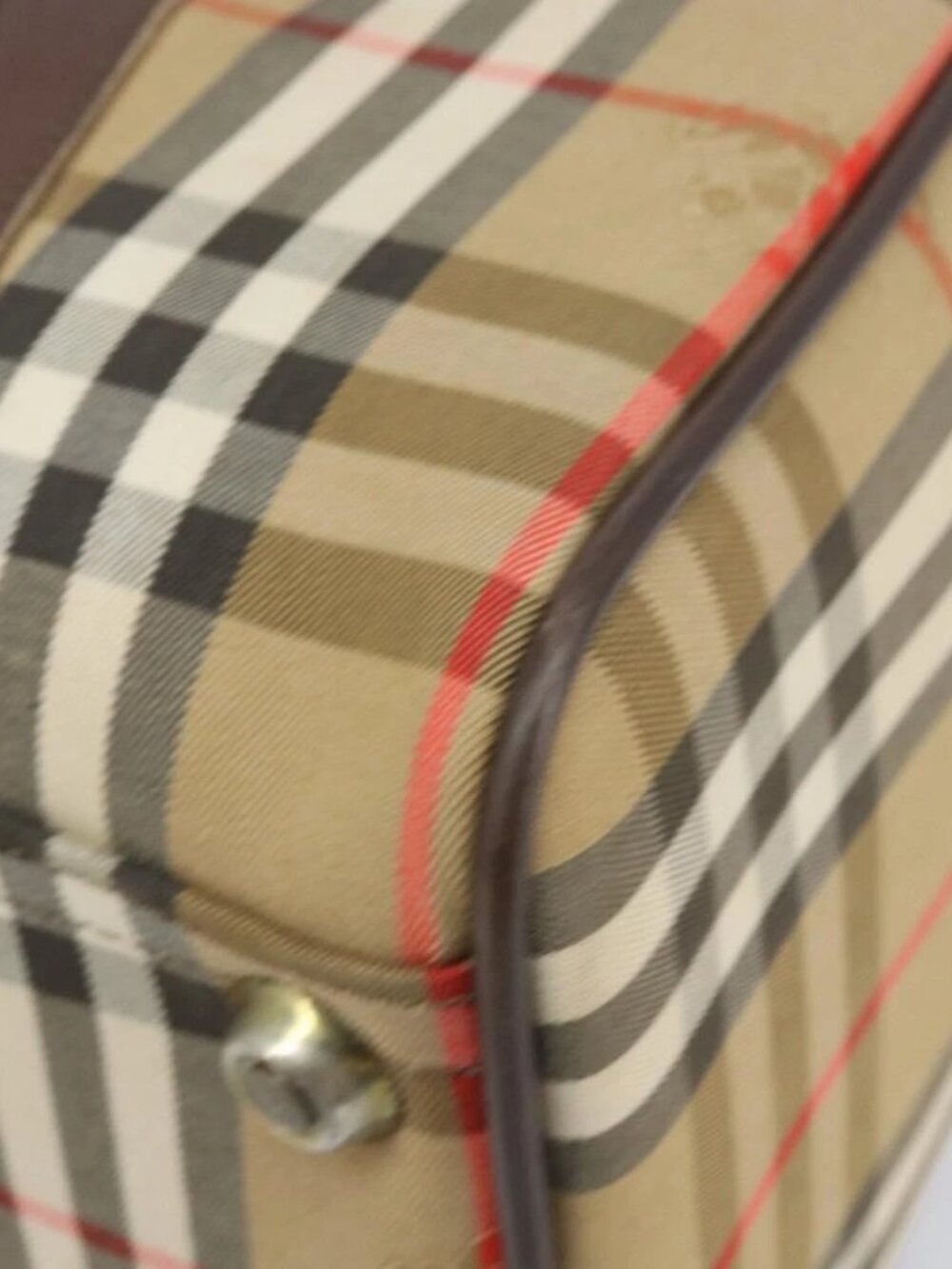 Burberrys Nova Check Boston Bag Canvas Beige Gold - Picture 4 of 16